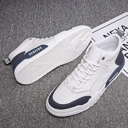 Autumn New White Men's Casual Thick-Soled Trend Sports Leather Shoes